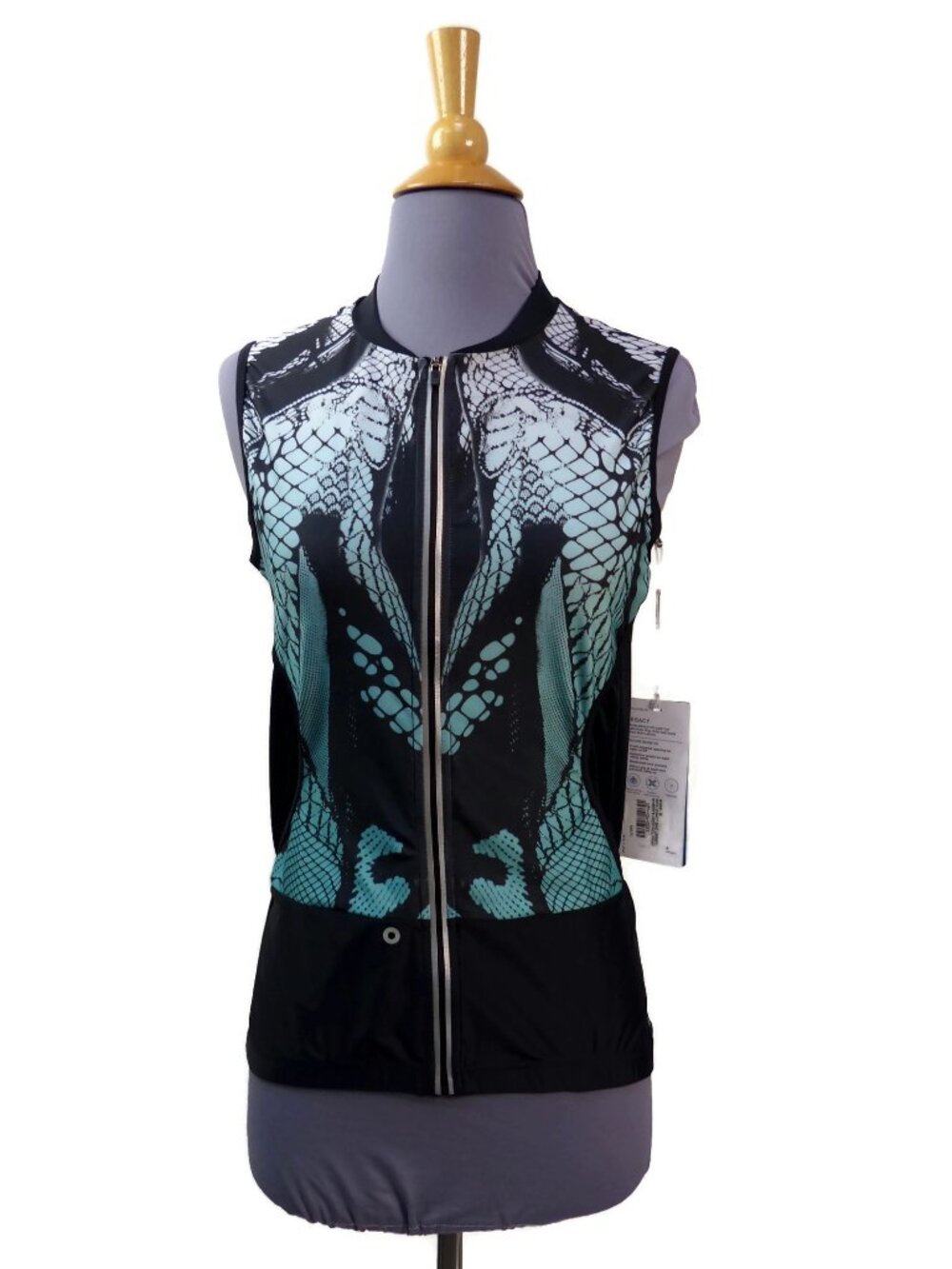 Women's MPG Legacy Bike Jersey Medium Full Zip Menthol Reptile Print Race Fit